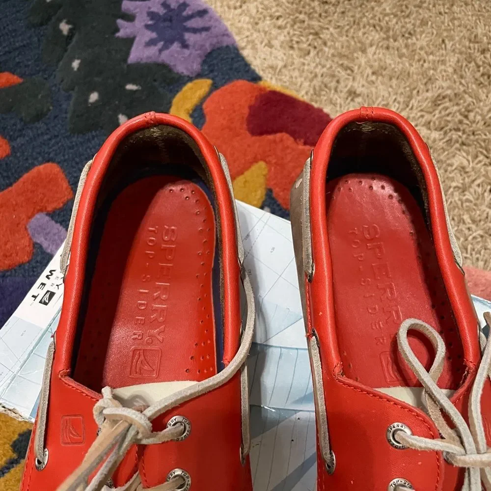 Sperry/10.5 boat/slip on shoes  - orange, tan and Cream. - Picture 4 of 8